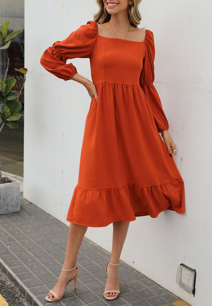 Double Sleeve Solid Dress