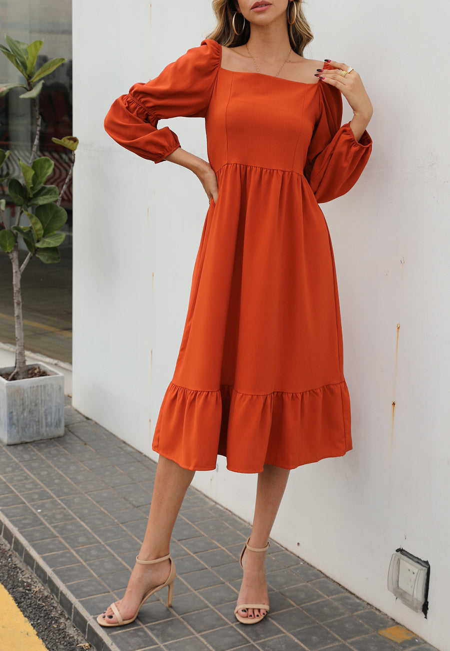 Double Sleeve Solid Dress