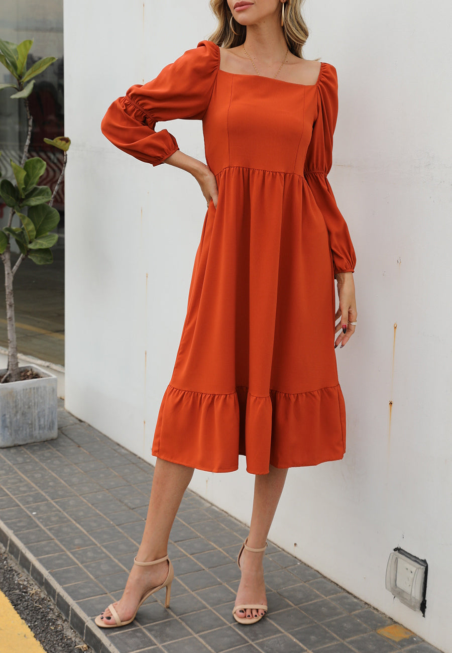 Double Sleeve Solid Dress