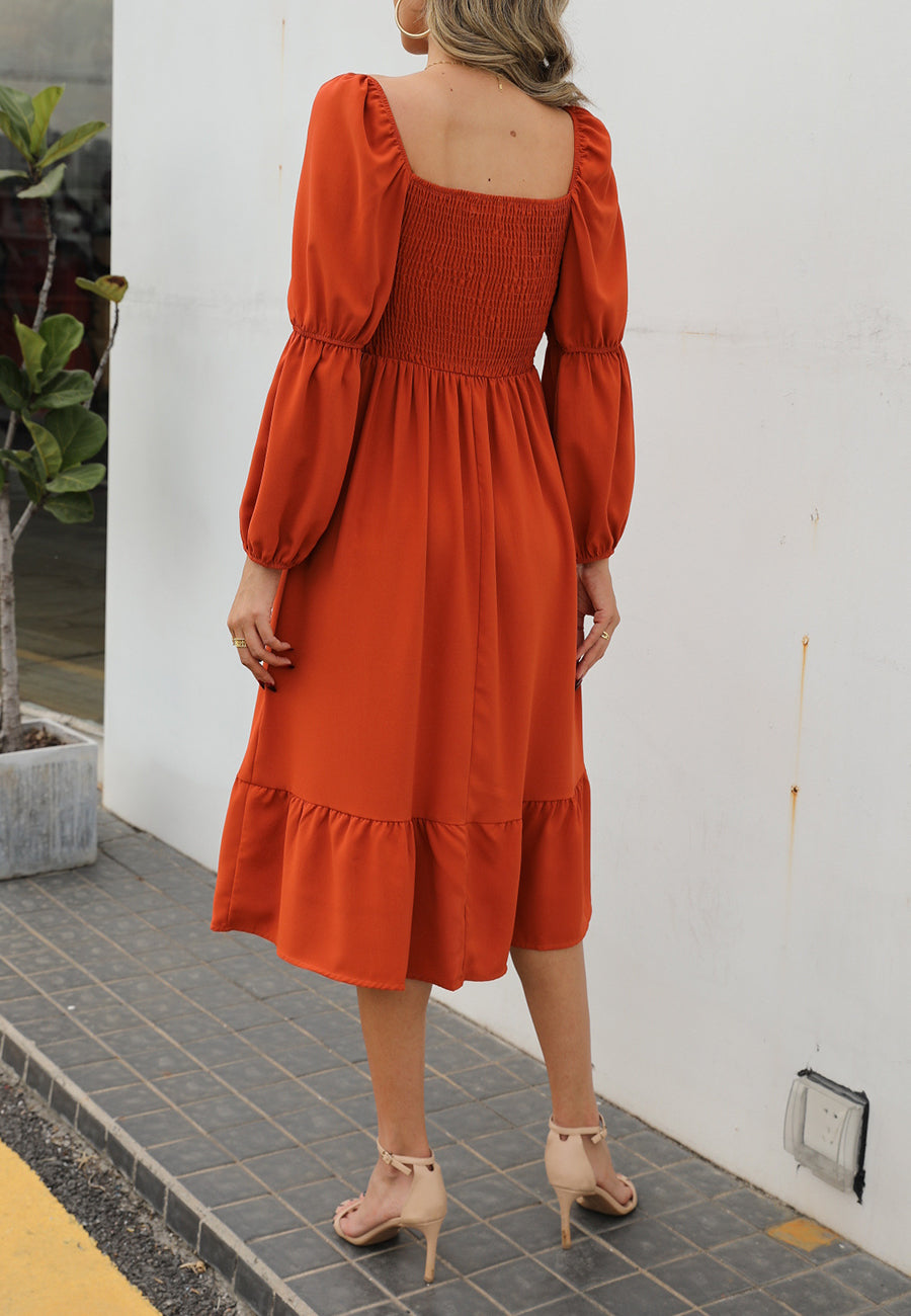 Double Sleeve Solid Dress