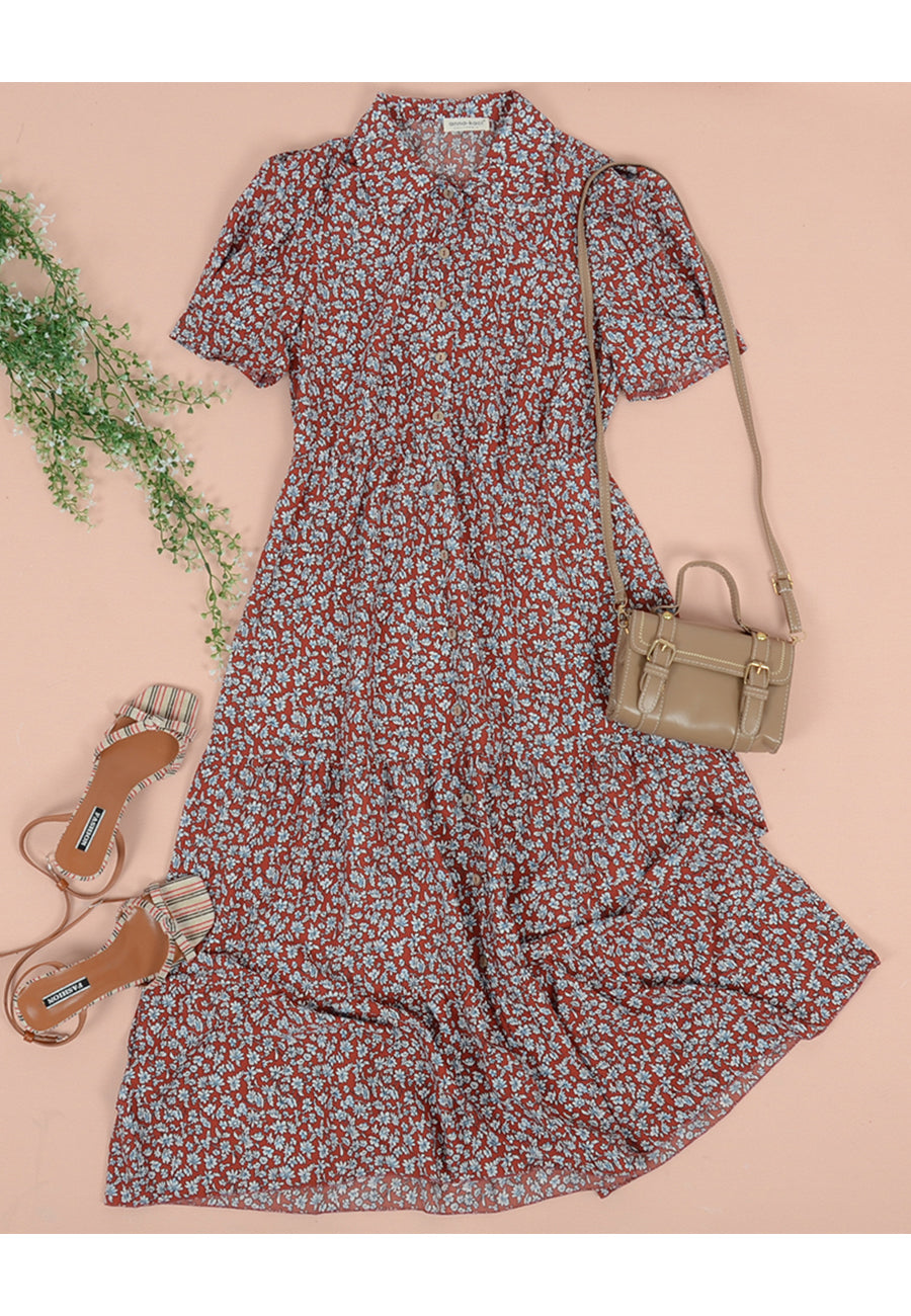 Floral Sleeve Vintage Dress
