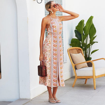Halter Neck Floral Dress
