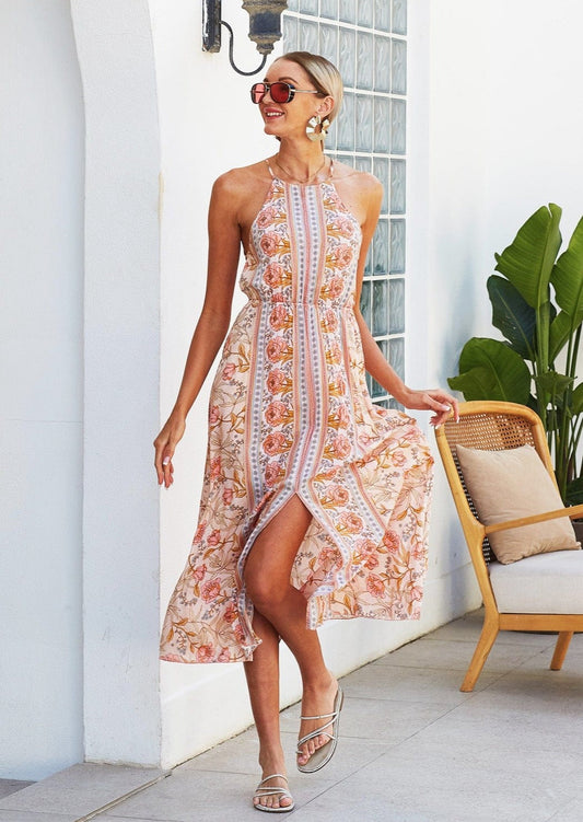 Halter Neck Floral Dress