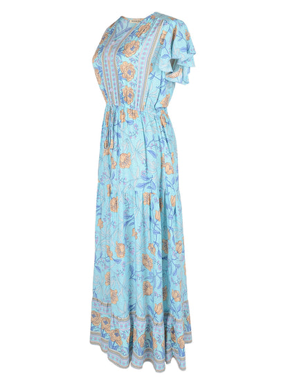 Print Butterfly Sleeve Dress