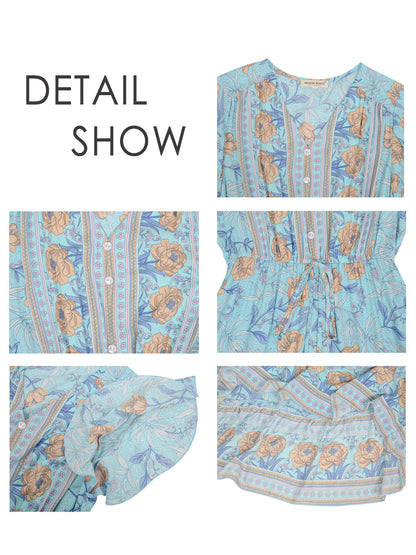 Print Butterfly Sleeve Dress