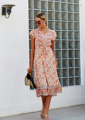 Print Butterfly Sleeve Dress
