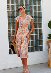 Print Butterfly Sleeve Dress