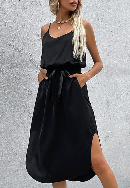 Solid Color Round Dress