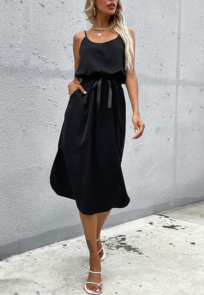 Solid Color Round Dress