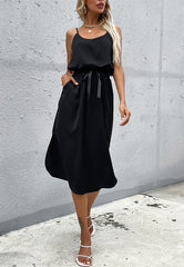 Solid Color Round Dress