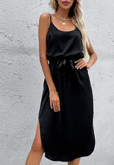 Solid Color Round Dress