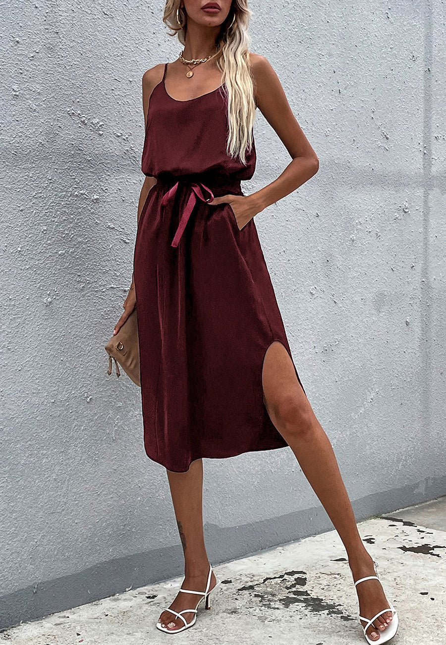 Solid Color Round Dress