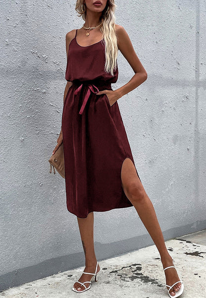 Solid Color Round Dress