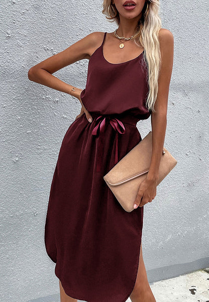 Solid Color Round Dress