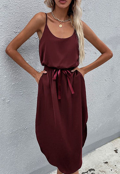 Solid Color Round Dress