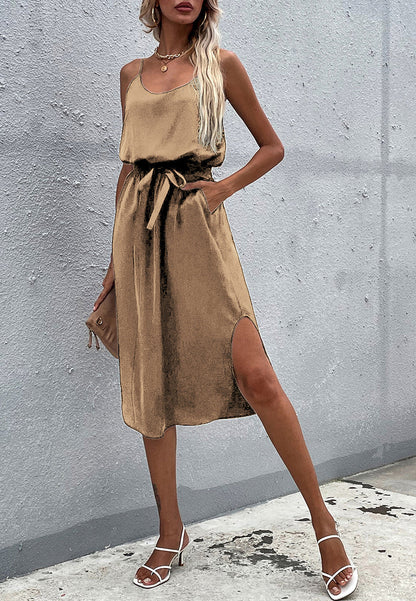 Solid Color Round Dress