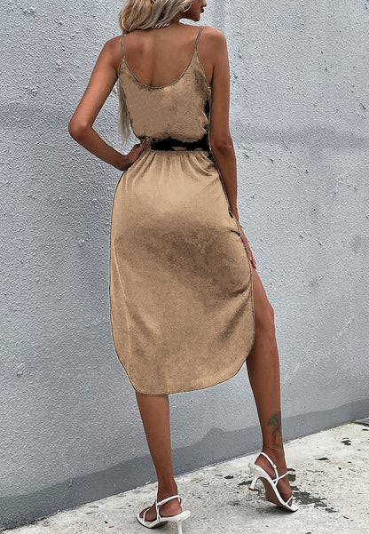 Solid Color Round Dress