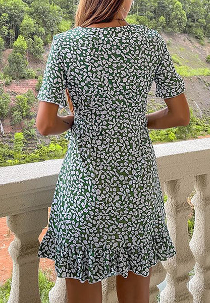 Floral Hem Wrap Dress