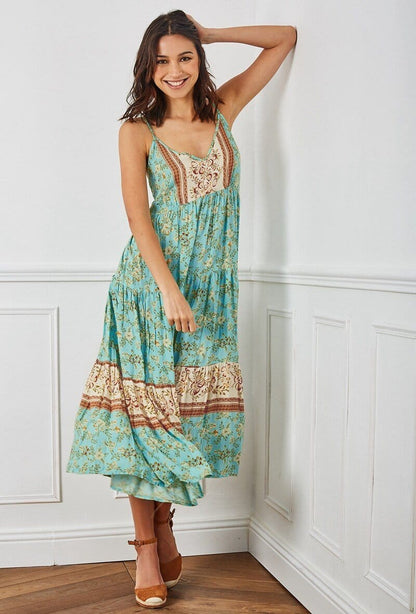V Floral Maxi Dress