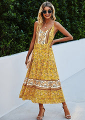 V Floral Maxi Dress
