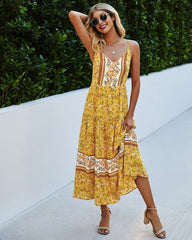 V Floral Maxi Dress