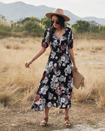 Minimalist Button Print Dress