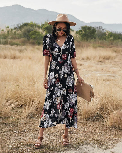 Minimalist Button Print Dress