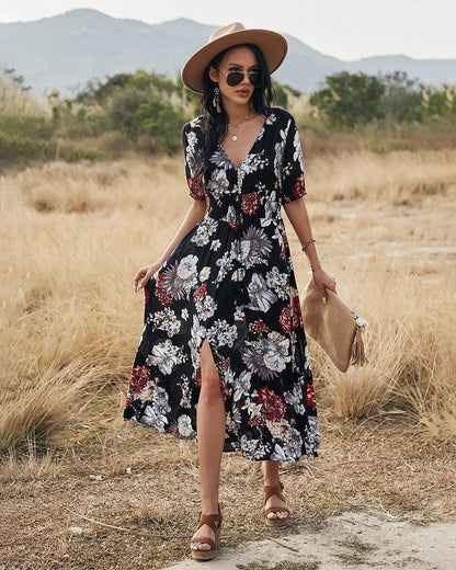 Minimalist Button Print Dress
