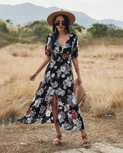 Minimalist Button Print Dress