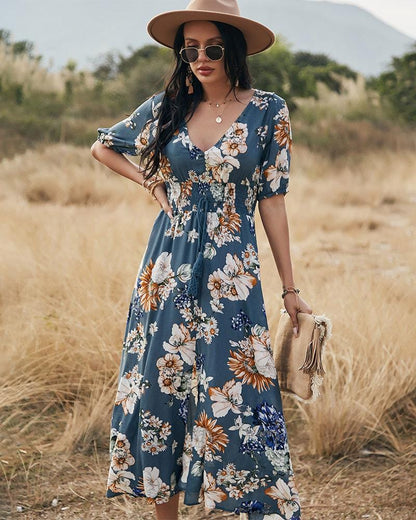 Minimalist Button Print Dress