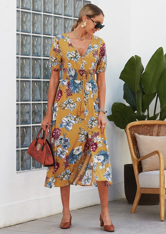 Minimalist Button Print Dress