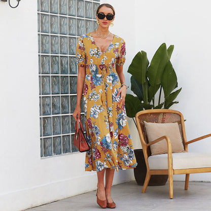 Minimalist Button Print Dress