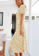 V Floral Midi Dress