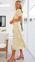 V Floral Midi Dress