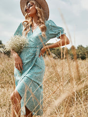 Printed Side Button Dress