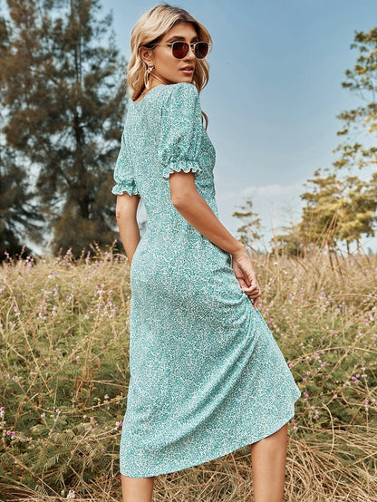 Printed Side Button Dress