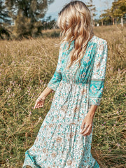 V Neck Multicolor Boho Dress
