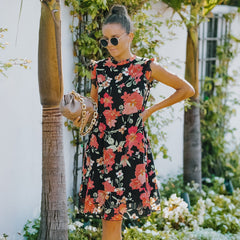 Vintage Floral Ruffle Dress