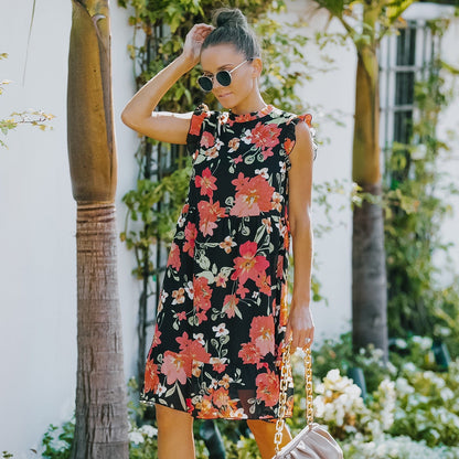 Vintage Floral Ruffle Dress