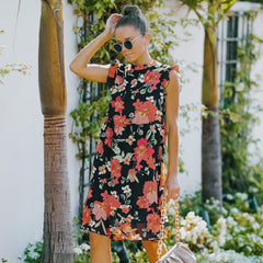 Vintage Floral Ruffle Dress