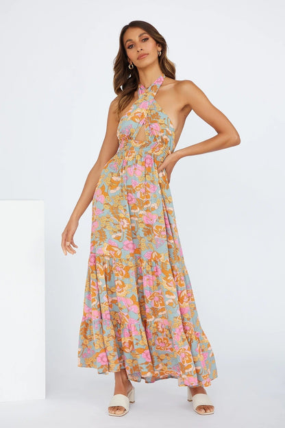 Halter Floral Maxi Dress