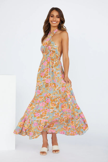 Halter Floral Maxi Dress
