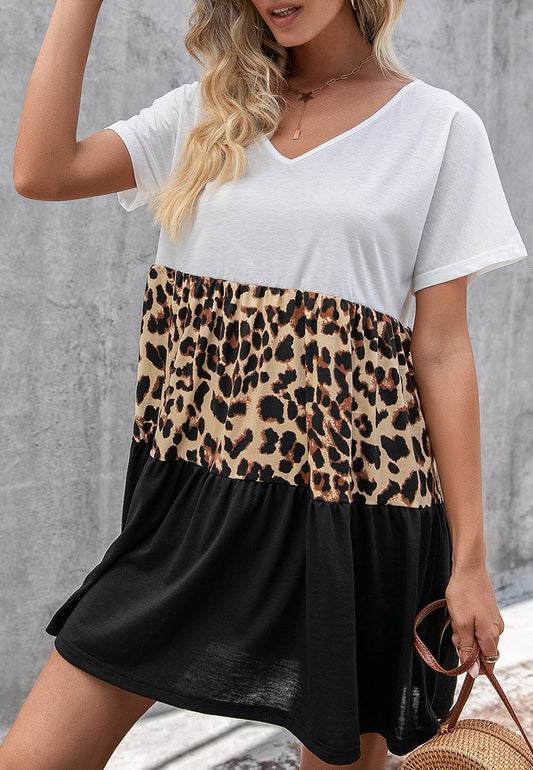 Color Block V Neck Dress