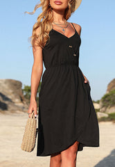 V Neck Button Dress