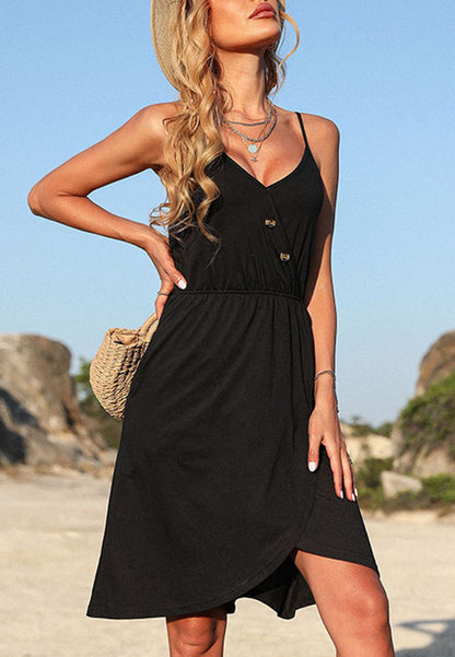V Neck Button Dress