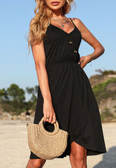 V Neck Button Dress