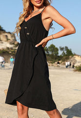 V Neck Button Dress