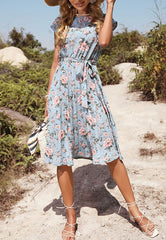 Floral Print Pleated Dress