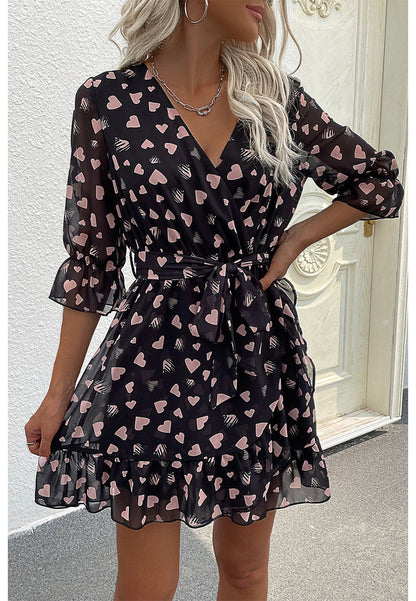 Print Surplice Neck Dress