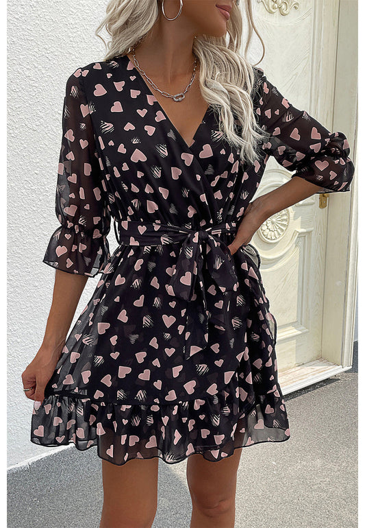 Print Surplice Neck Dress